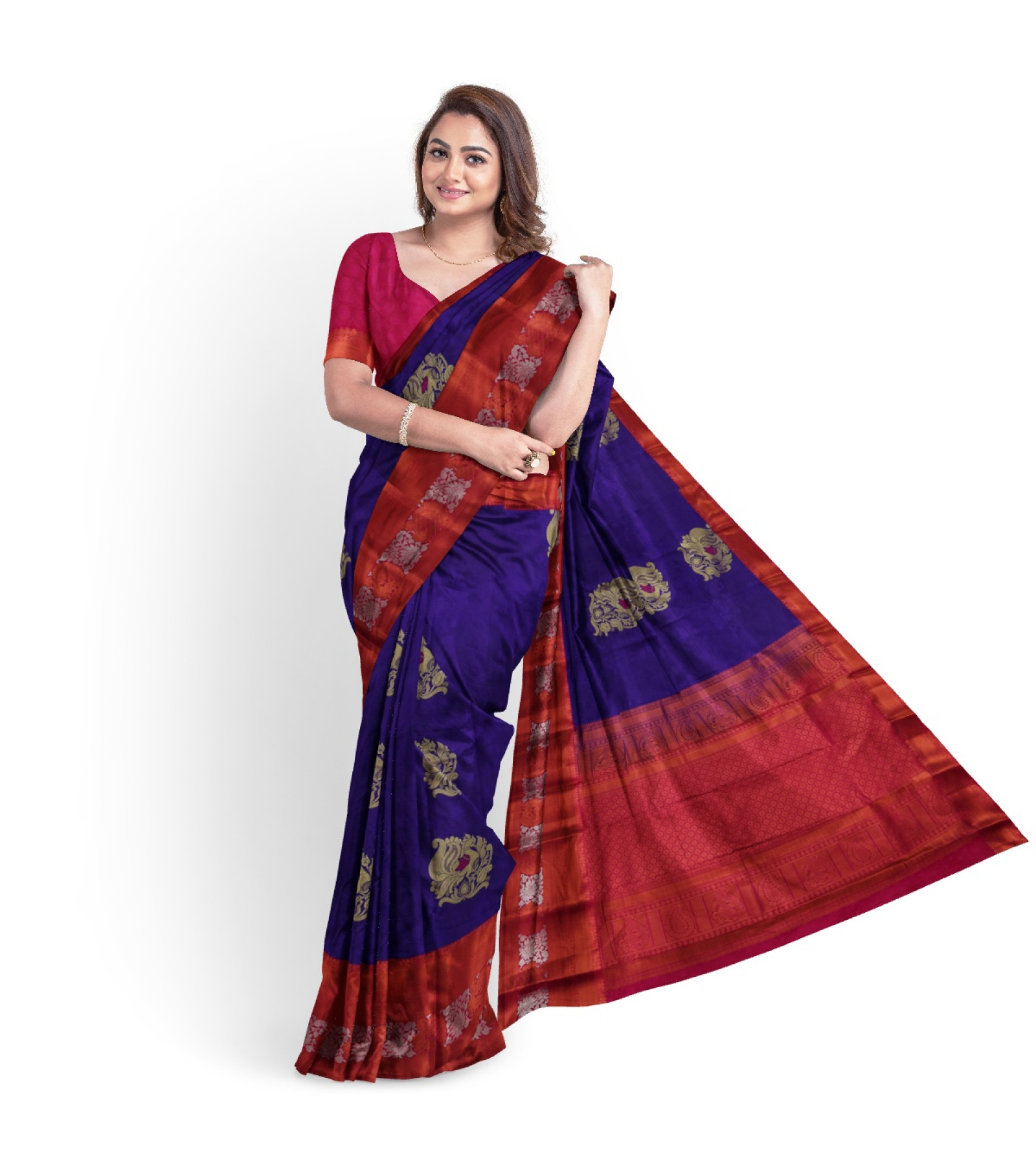 Exclusive Banaras Tissue Silk Saree in the Shades of Navy